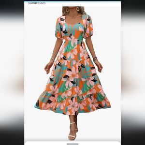 NWT  BTFBM Womens Orange and Green Scoop Neck Sundress XL